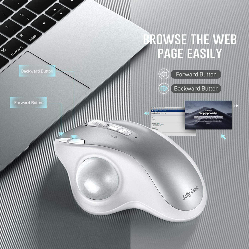 Bluetooth Trackball Mouse 3-Device Connection Ergonomic Wireless Mouse