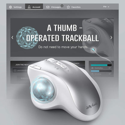 Bluetooth Trackball Mouse 3-Device Connection Ergonomic Wireless Mouse